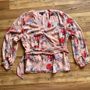 Pink and Gold Floral Blouse